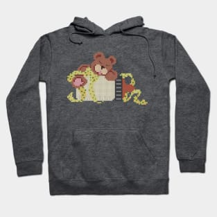 Sleeping Bear With Bottle Of Milk Cross Stitch Hoodie